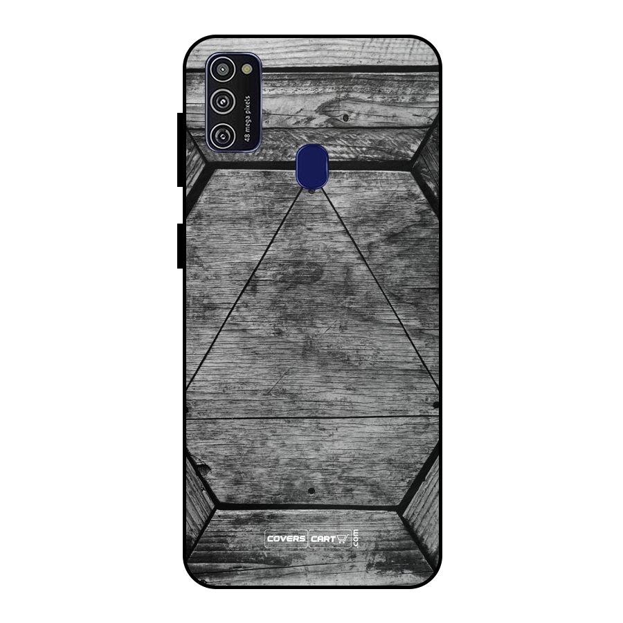 Wooden Hexagon Metal Back Case for Galaxy M21