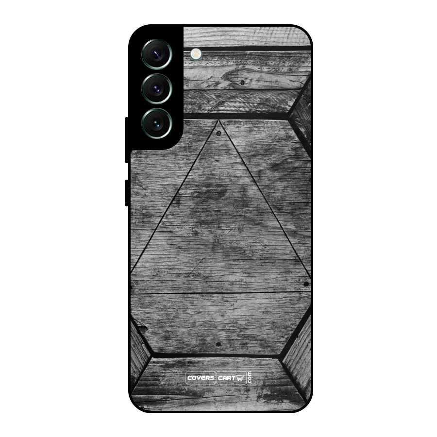 Wooden Hexagon Metal Back Case for Galaxy S22 Plus 5G