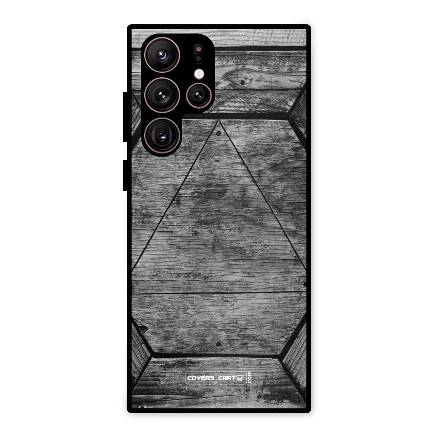 Wooden Hexagon Metal Back Case for Galaxy S22 Ultra 5G