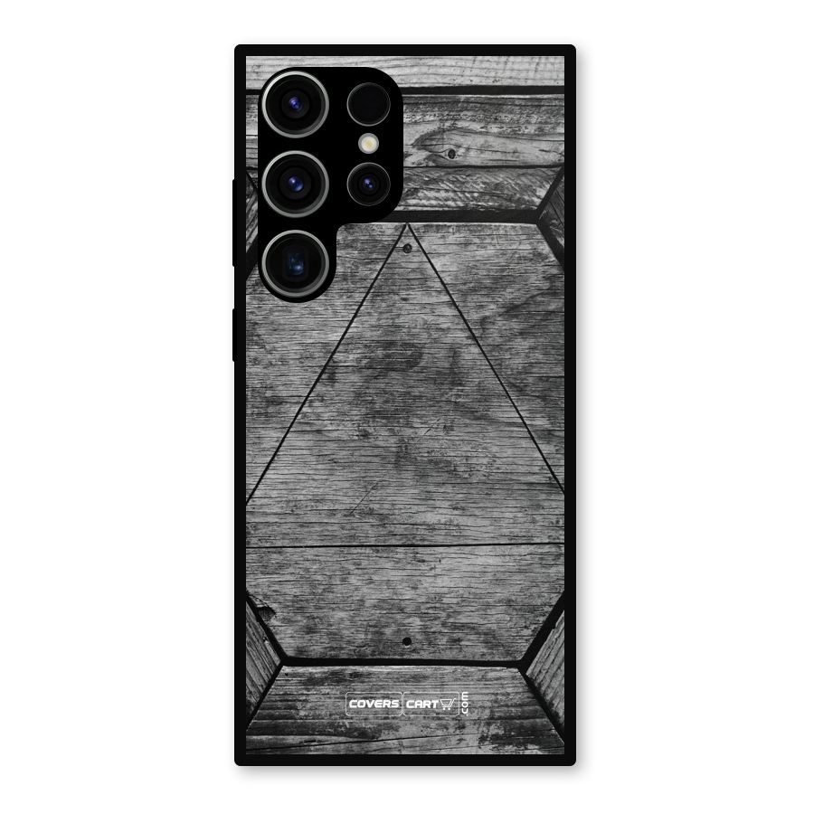 Wooden Hexagon Metal Back Case for Galaxy S23 Ultra