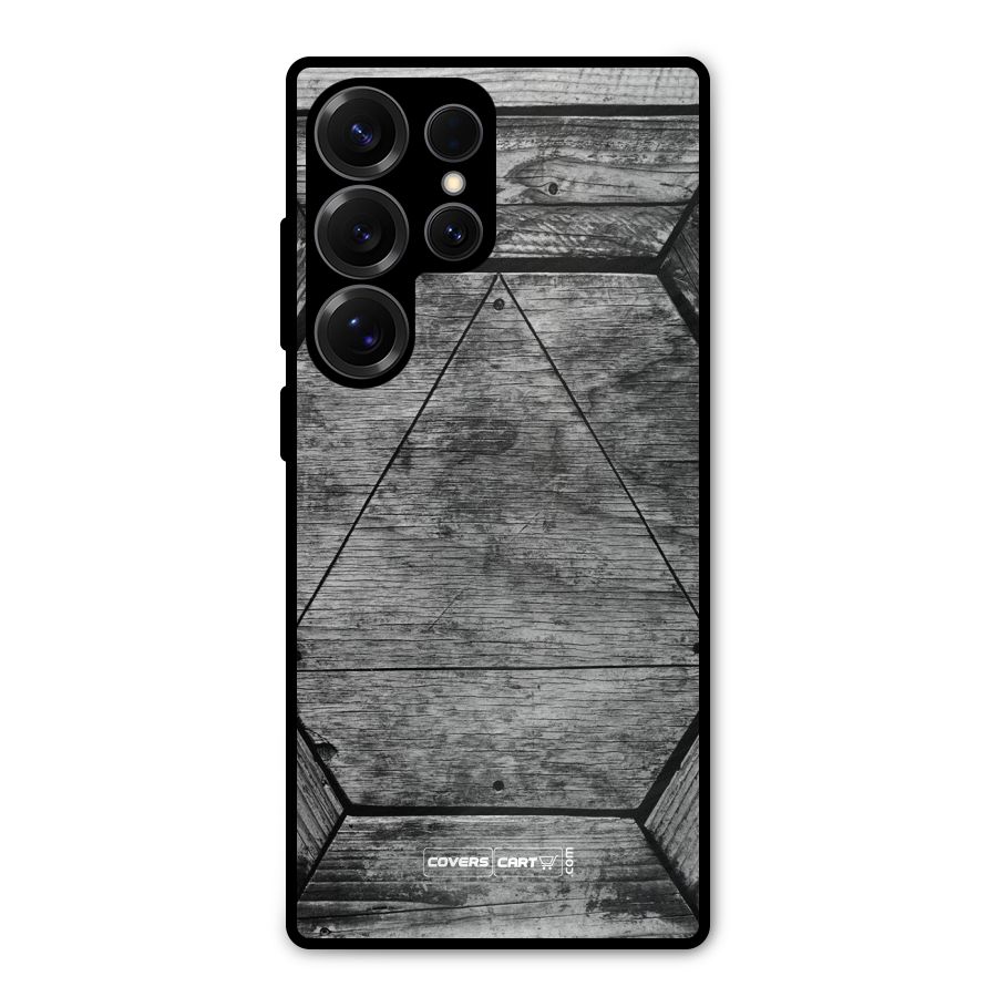 Wooden Hexagon Metal Back Case for Galaxy S25 Ultra