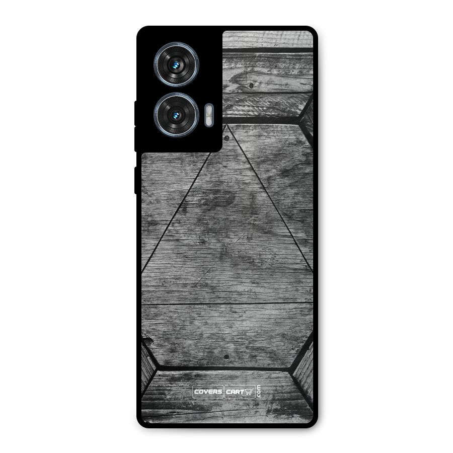 Wooden Hexagon Metal Back Case for Motorola Edge 50 Fusion