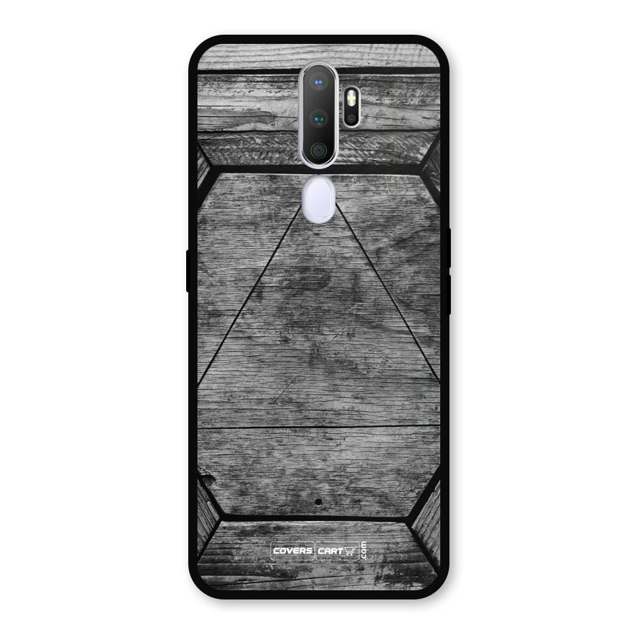 Wooden Hexagon Metal Back Case for Oppo A9 (2020)