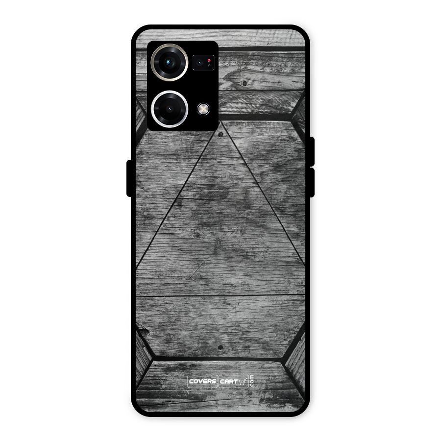 Wooden Hexagon Metal Back Case for Oppo F21 Pro 4G