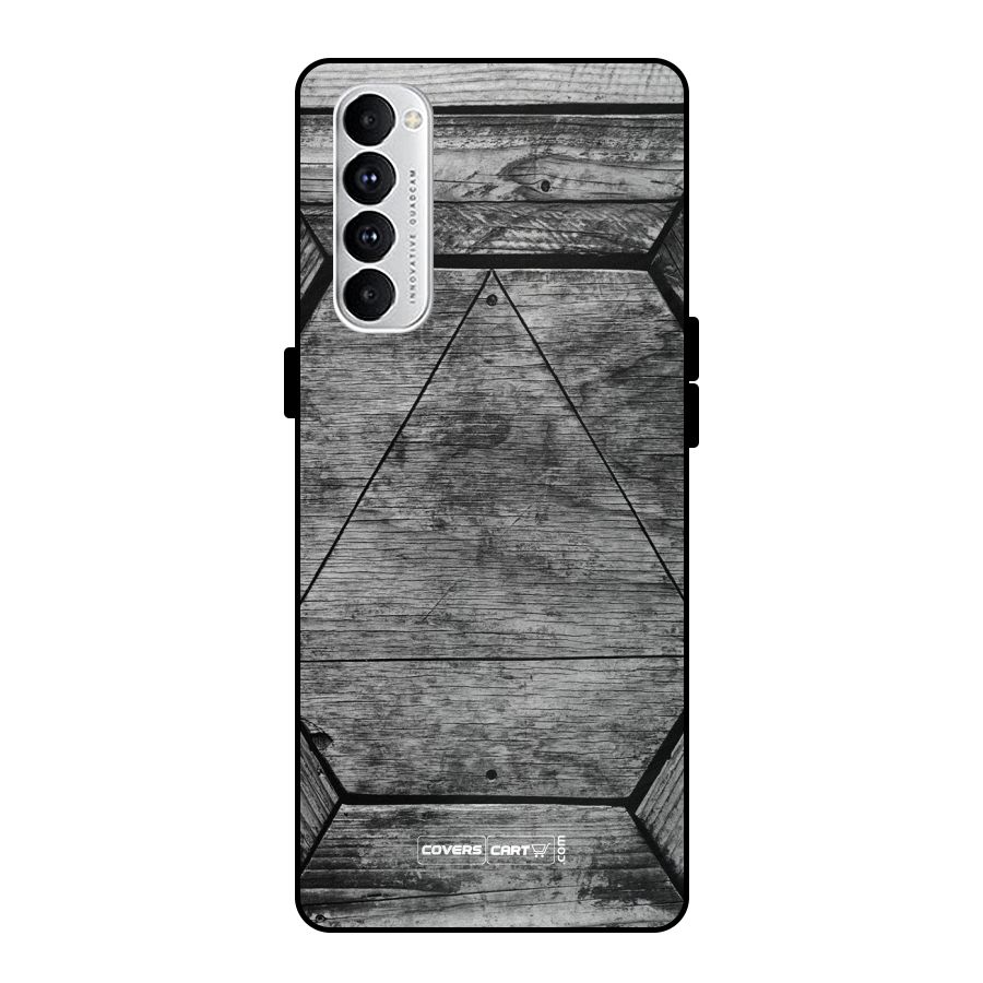 Wooden Hexagon Metal Back Case for Oppo Reno4 Pro
