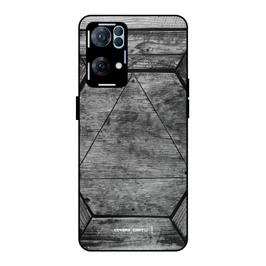 Wooden Hexagon Metal Back Case for Oppo Reno7 Pro 5G