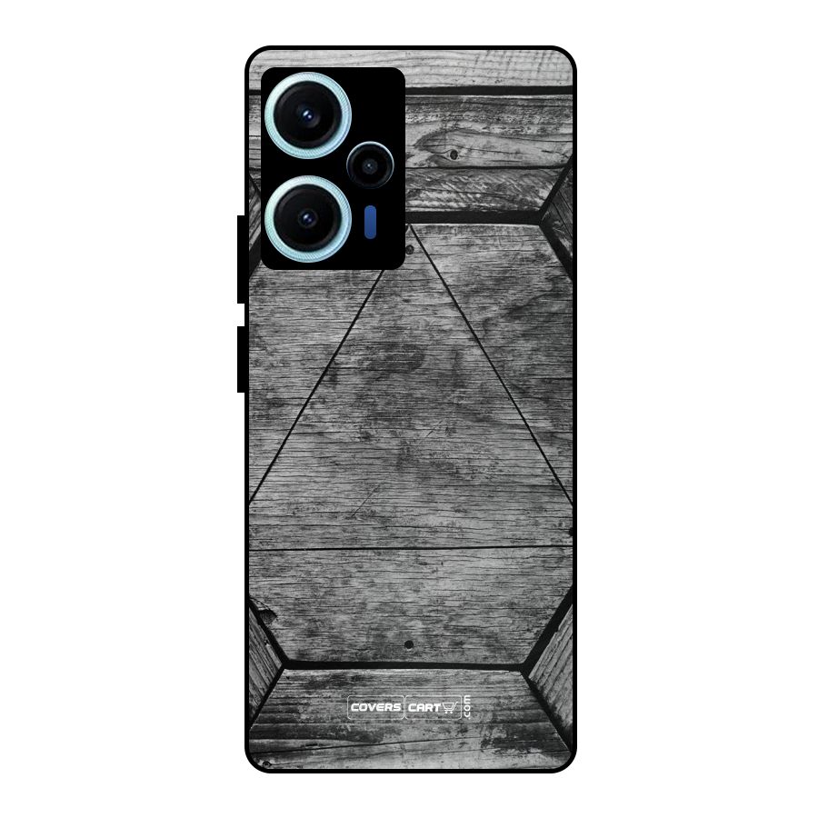 Wooden Hexagon Metal Back Case for Poco F5