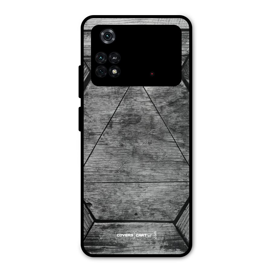 Wooden Hexagon Metal Back Case for Poco M4 Pro 4G