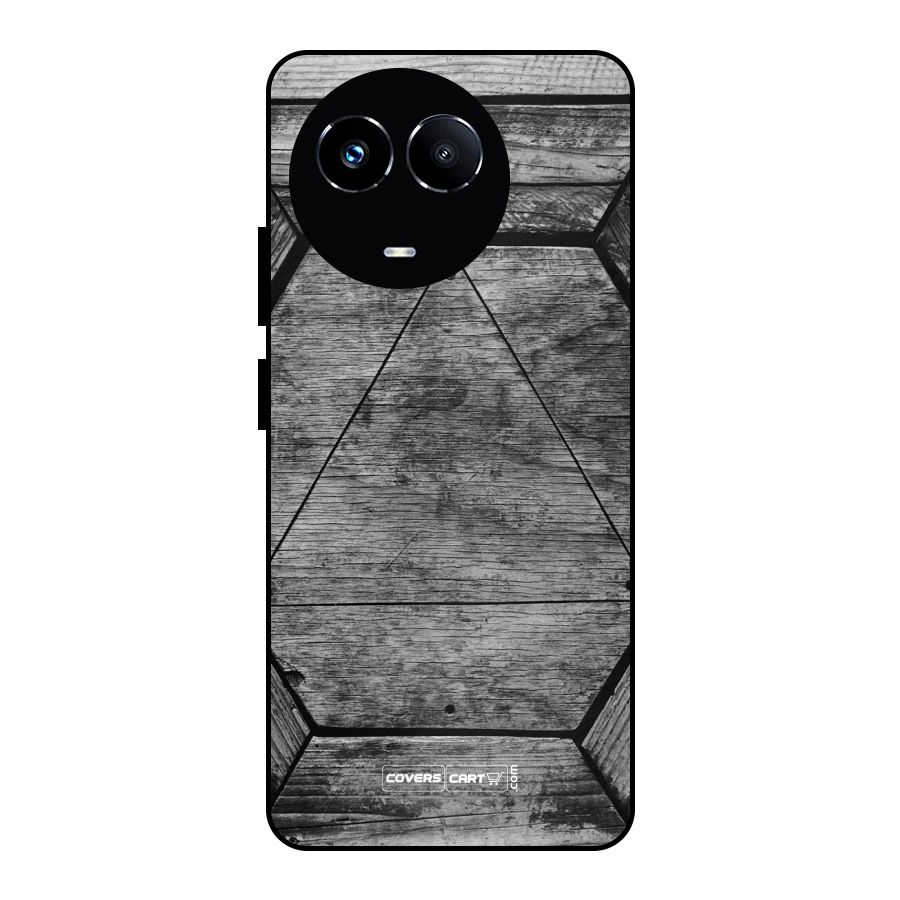 Wooden Hexagon Metal Back Case for Realme Narzo 60X