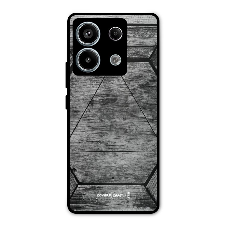 Wooden Hexagon Metal Back Case for Redmi Note 13 Pro 5G