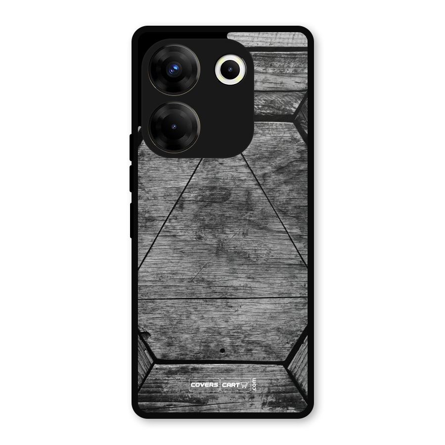 Wooden Hexagon Metal Back Case for Tecno Camon 20
