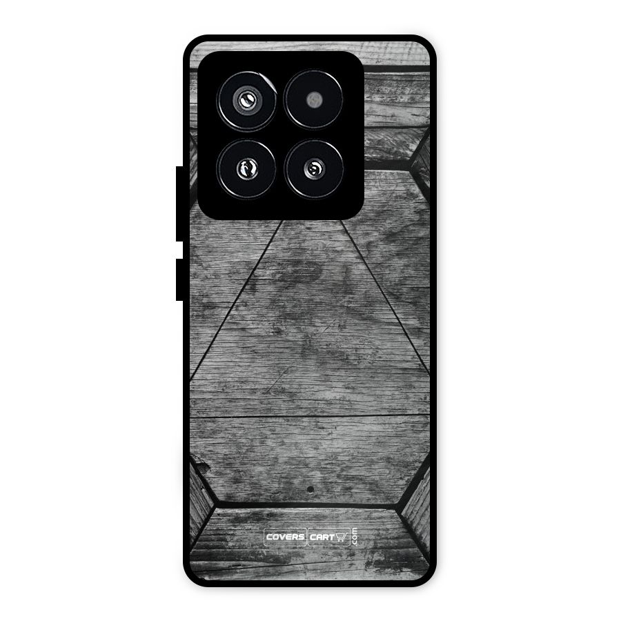 Wooden Hexagon Metal Back Case for Xiaomi 14 Pro