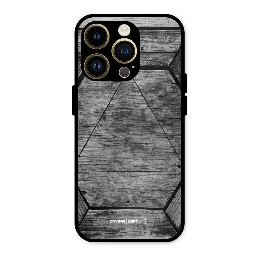 Wooden Hexagon Metal Back Case for iPhone 14 Pro