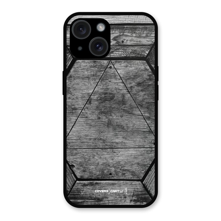 Wooden Hexagon Metal Back Case for iPhone 15