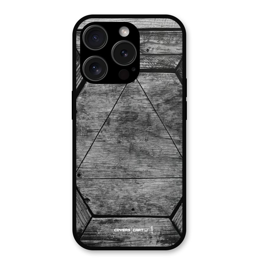 Wooden Hexagon Metal Back Case for iPhone 15 Pro