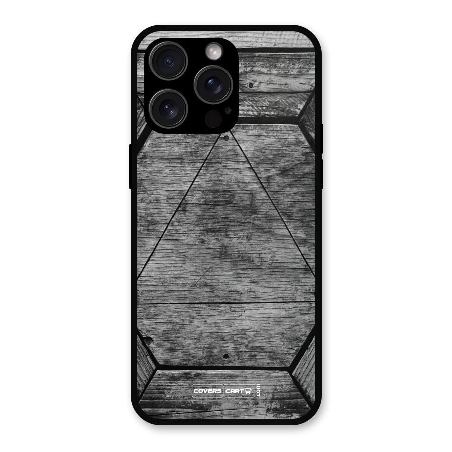 Wooden Hexagon Metal Back Case for iPhone 15 Pro Max