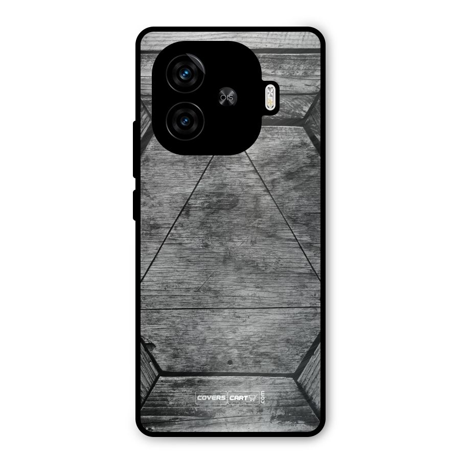 Wooden Hexagon Metal Back Case for iQOO Z9 Turbo