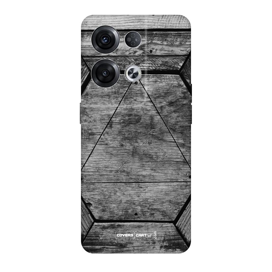 Wooden Hexagon Original Polycarbonate Back Case for Oppo Reno8 Pro 5G