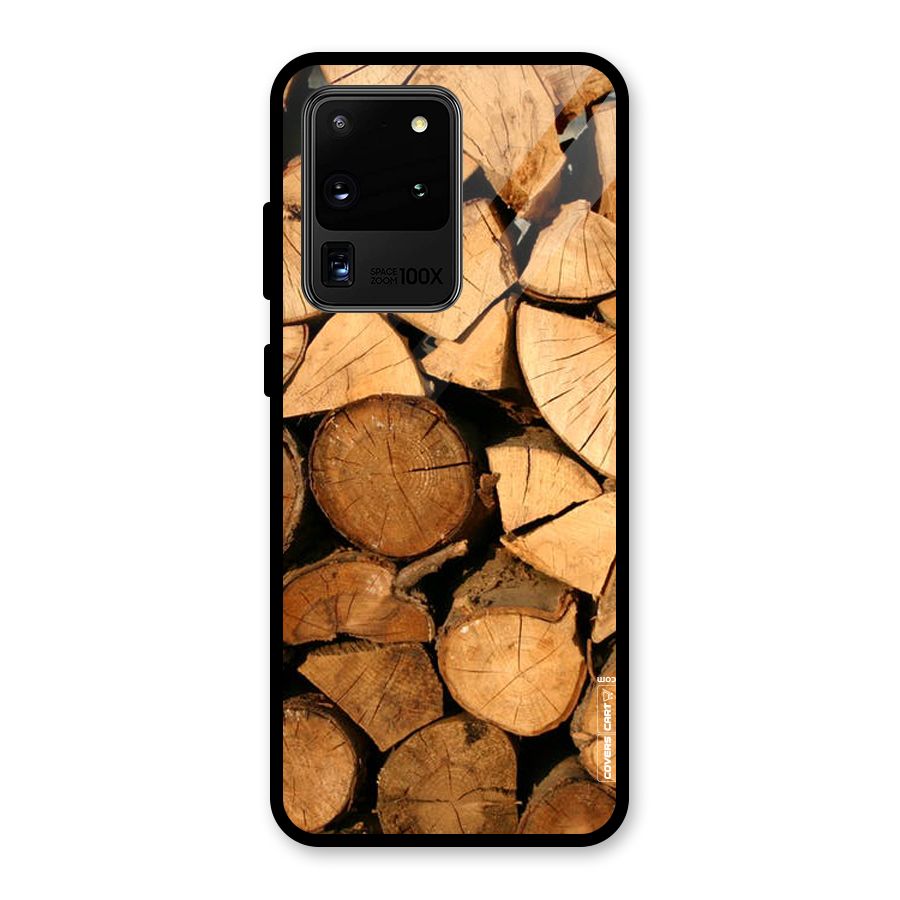 Wooden Logs Glass Back Case for Galaxy S20 Ultra