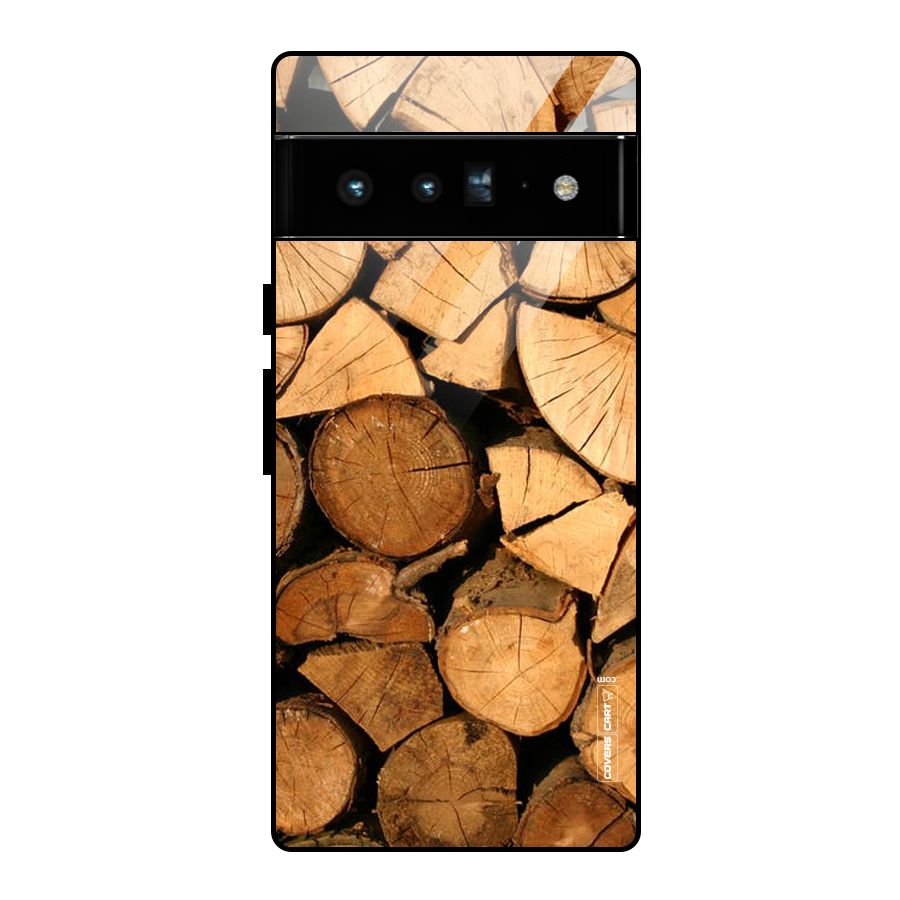 Wooden Logs Glass Back Case for Google Pixel 6 Pro