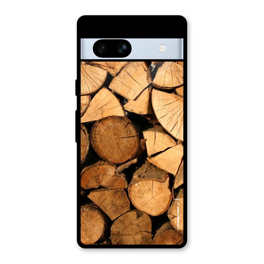 Wooden Logs Glass Back Case for Google Pixel 7a