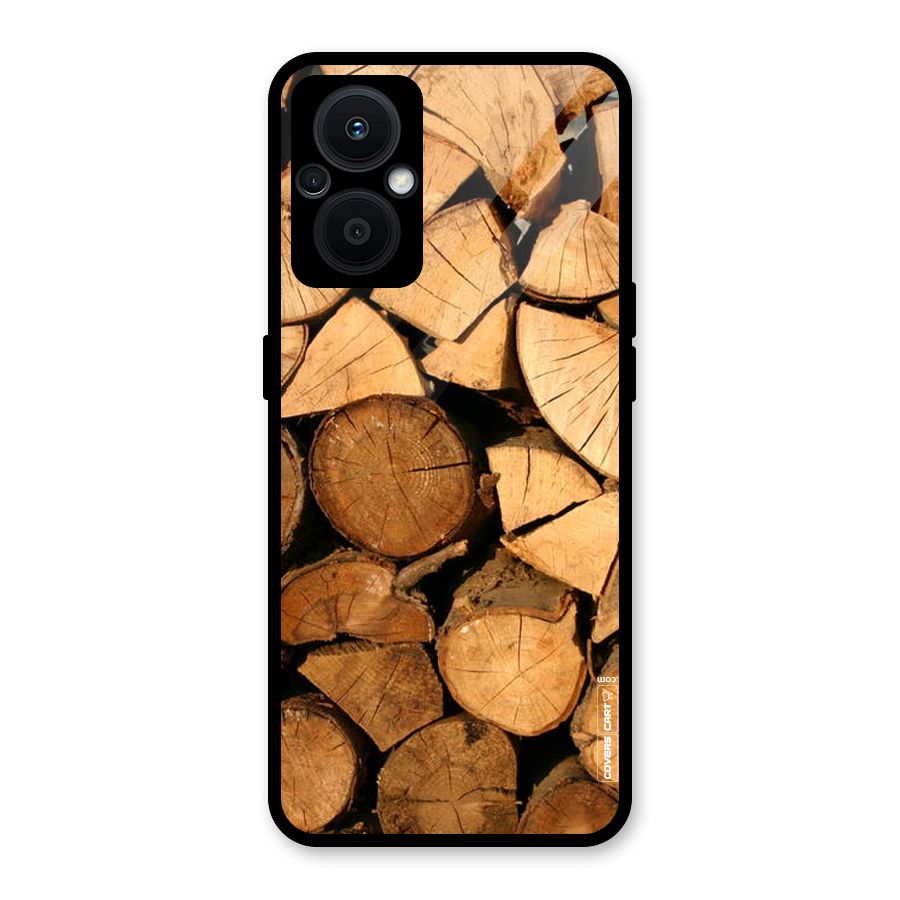 Wooden Logs Glass Back Case for Oppo F21s Pro 5G