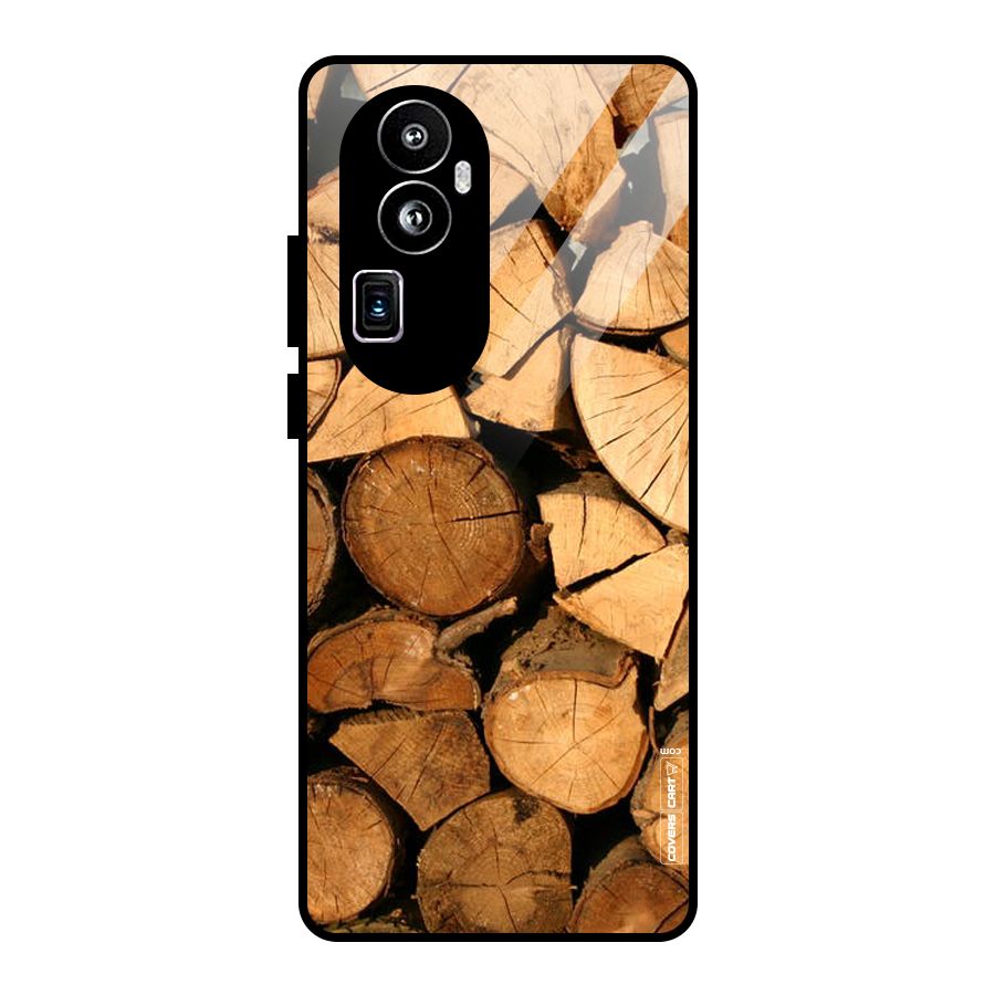 Wooden Logs Glass Back Case for Oppo Reno10 Pro Plus