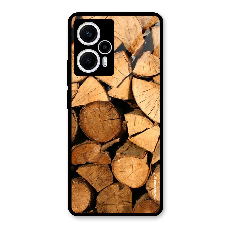 Wooden Logs Glass Back Case for Poco F5