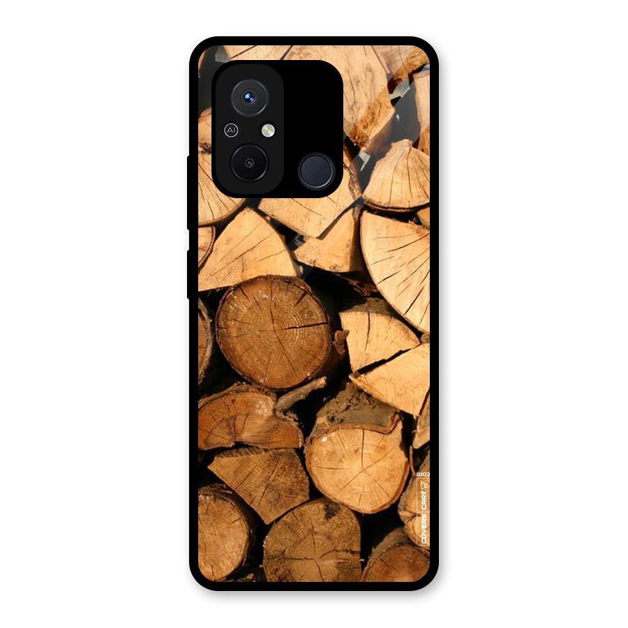 Wooden Logs Glass Back Case for Redmi 12C