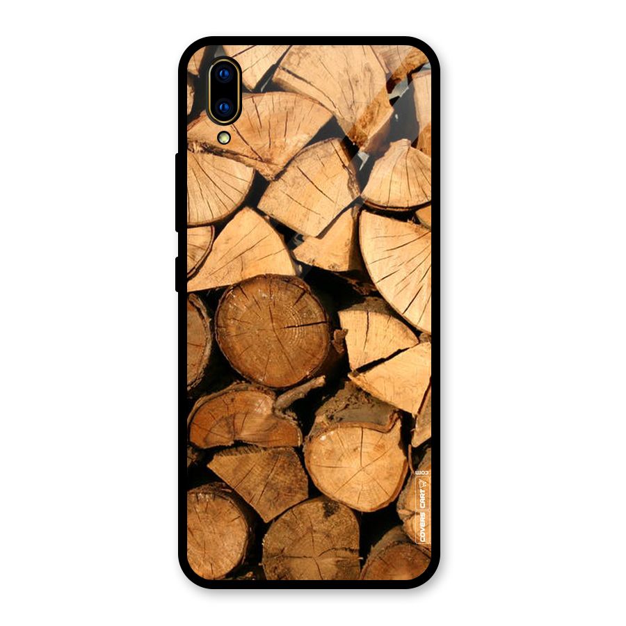 Wooden Logs Glass Back Case for Vivo V11 Pro