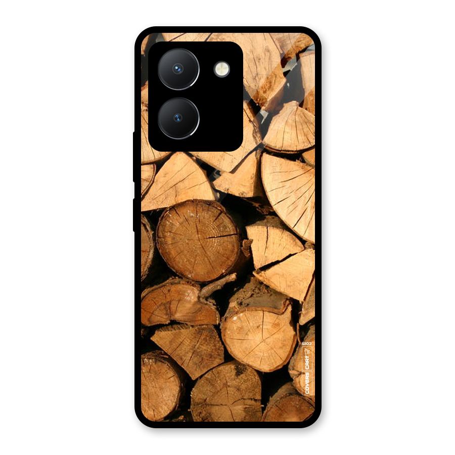 Wooden Logs Glass Back Case for Vivo Y36