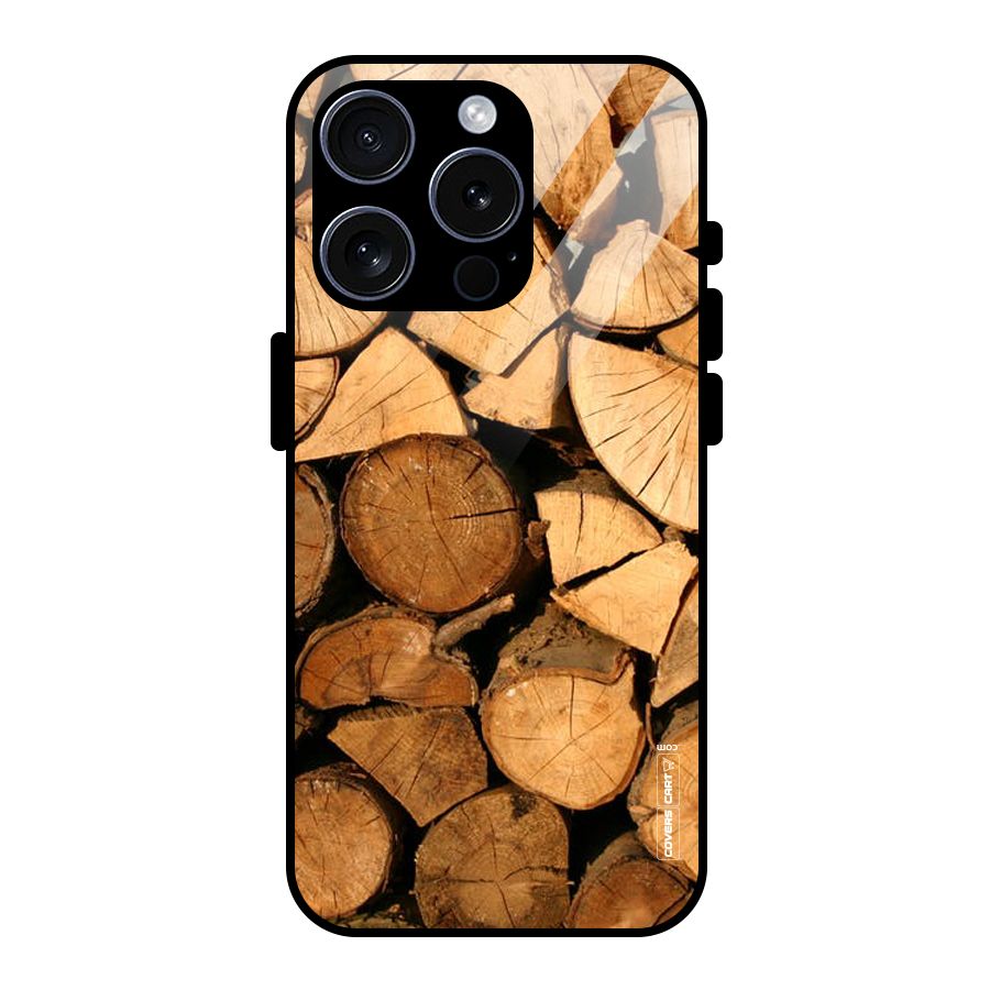 Wooden Logs Glass Back Case for iPhone 15 Pro