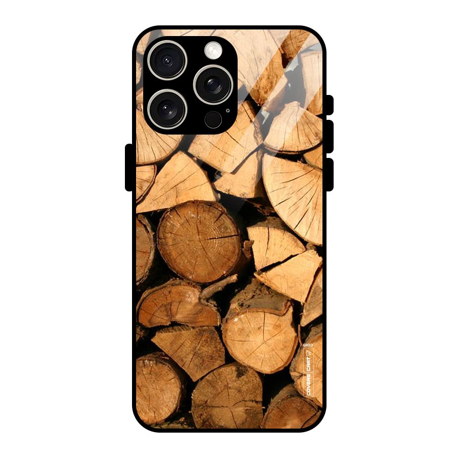 Wooden Logs Glass Back Case for iPhone 15 Pro Max