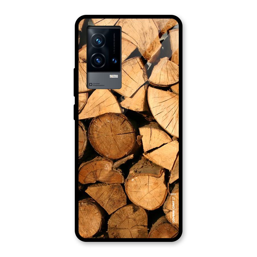 Wooden Logs Glass Back Case for iQOO 9 5G