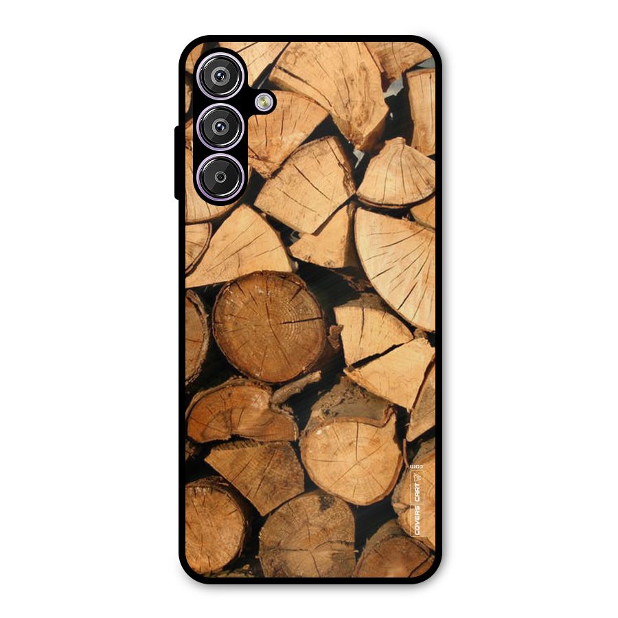 Wooden Logs Metal Back Case for Galaxy F15