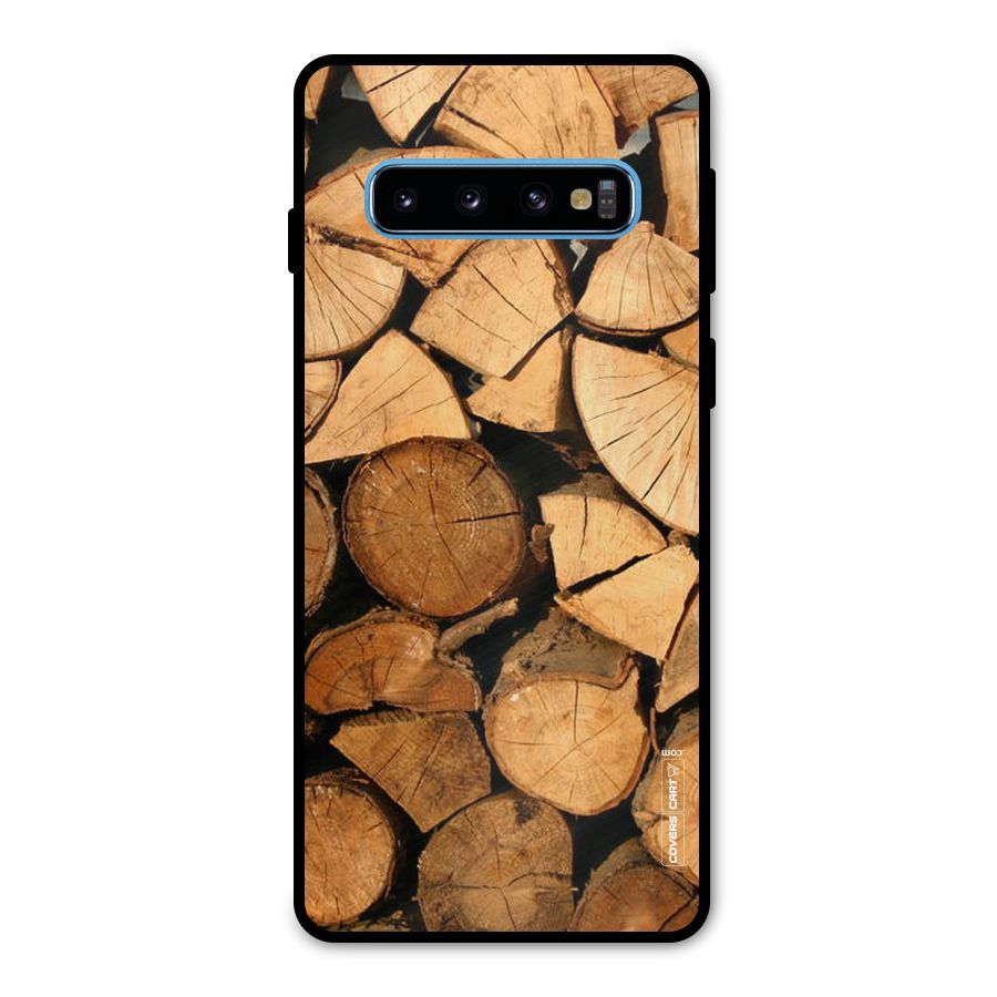 Wooden Logs Metal Back Case for Galaxy S10