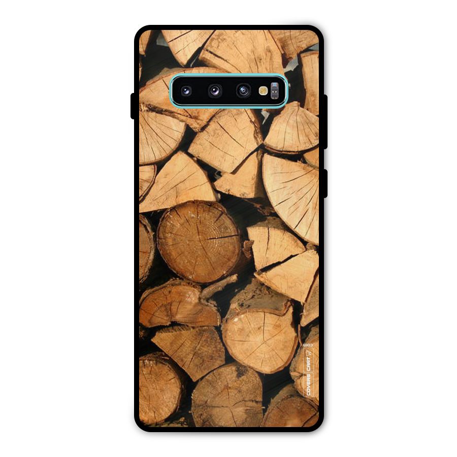 Wooden Logs Metal Back Case for Galaxy S10 Plus