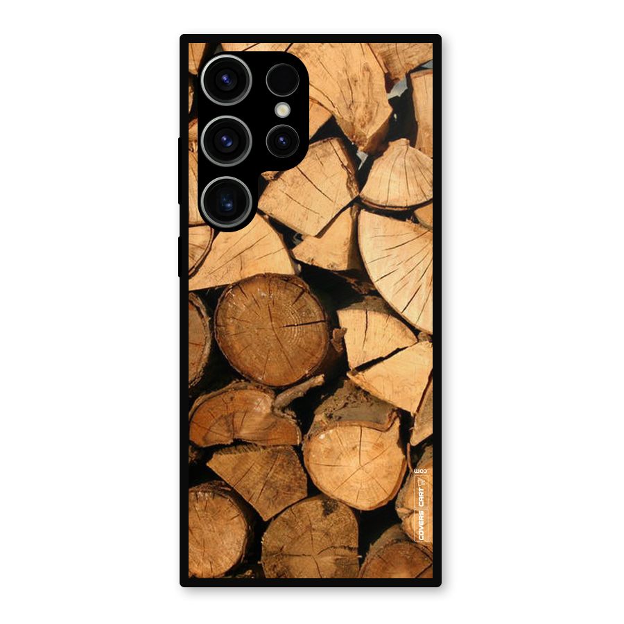 Wooden Logs Metal Back Case for Galaxy S23 Ultra