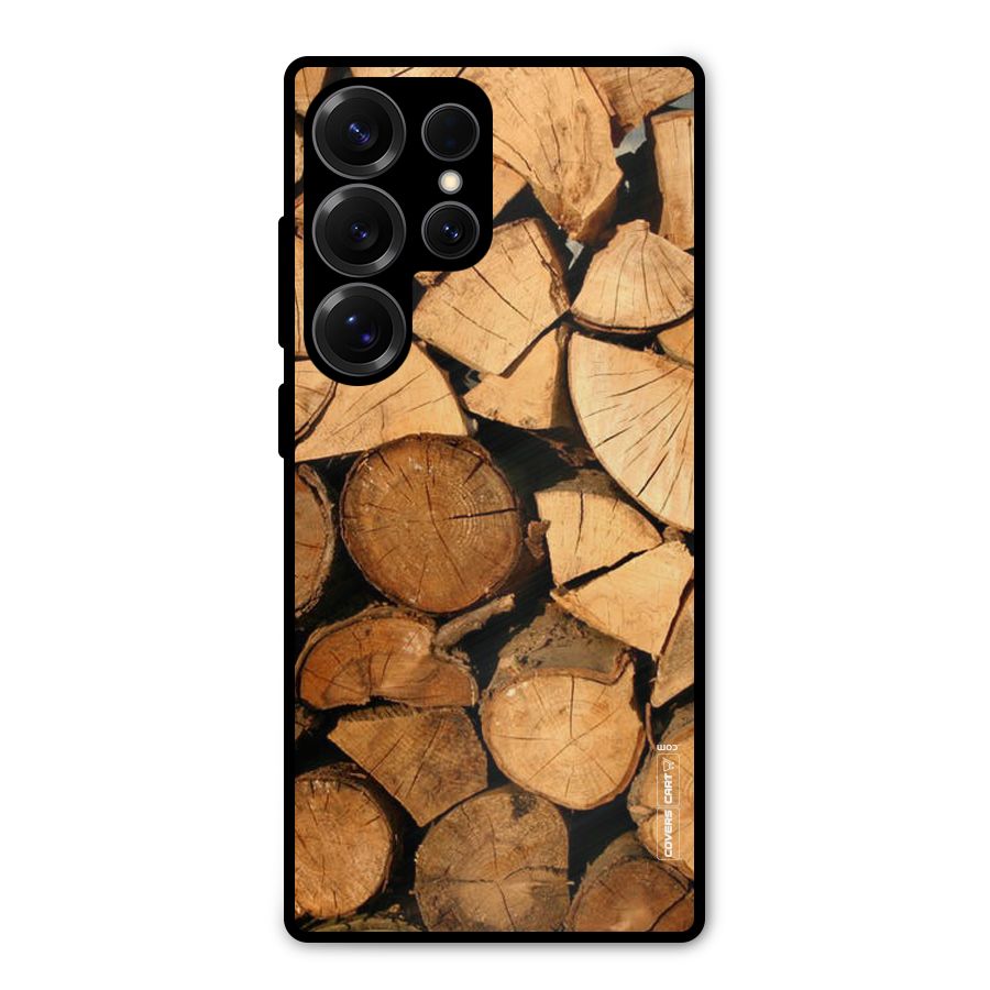 Wooden Logs Metal Back Case for Galaxy S25 Ultra