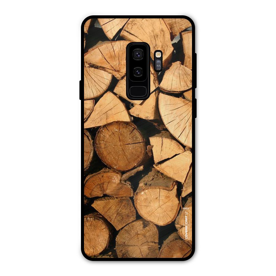 Wooden Logs Metal Back Case for Galaxy S9 Plus