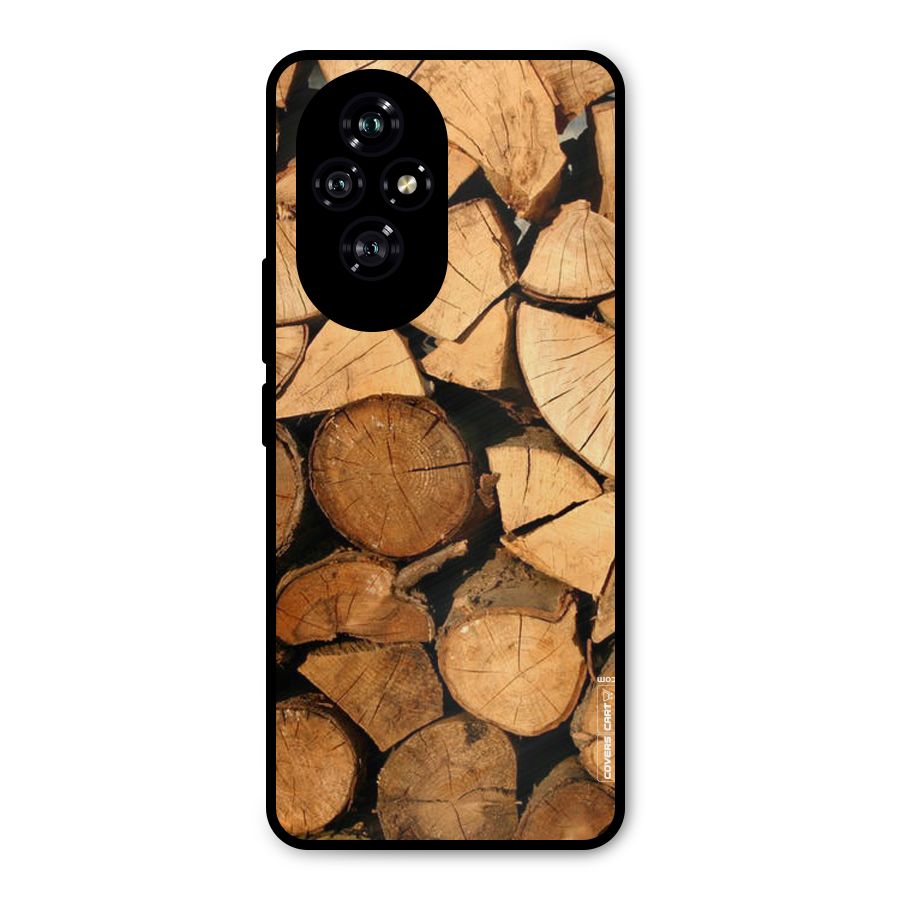 Wooden Logs Metal Back Case for Honor 200