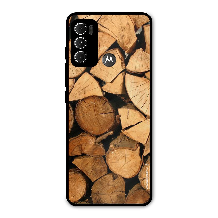 Wooden Logs Metal Back Case for Moto G60