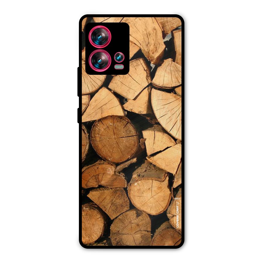 Wooden Logs Metal Back Case for Motorola Edge 30 Fusion