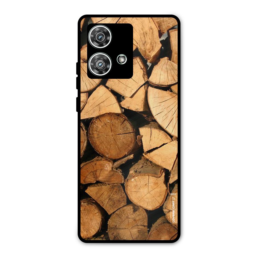 Wooden Logs Metal Back Case for Motorola Edge 40 Neo