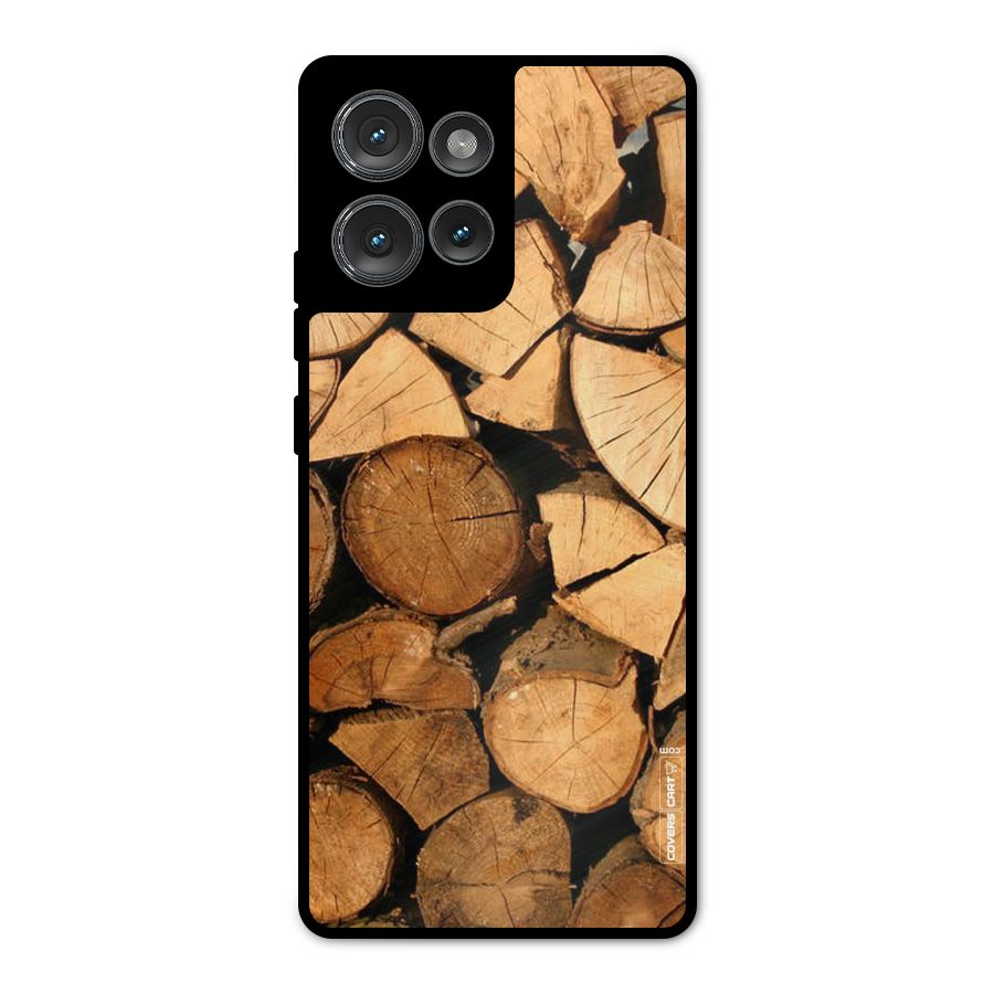 Wooden Logs Metal Back Case for Motorola Edge 50