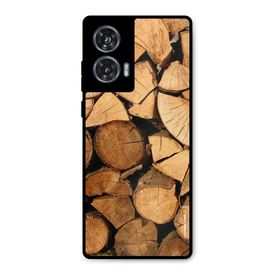 Wooden Logs Metal Back Case for Motorola Edge 50 Fusion