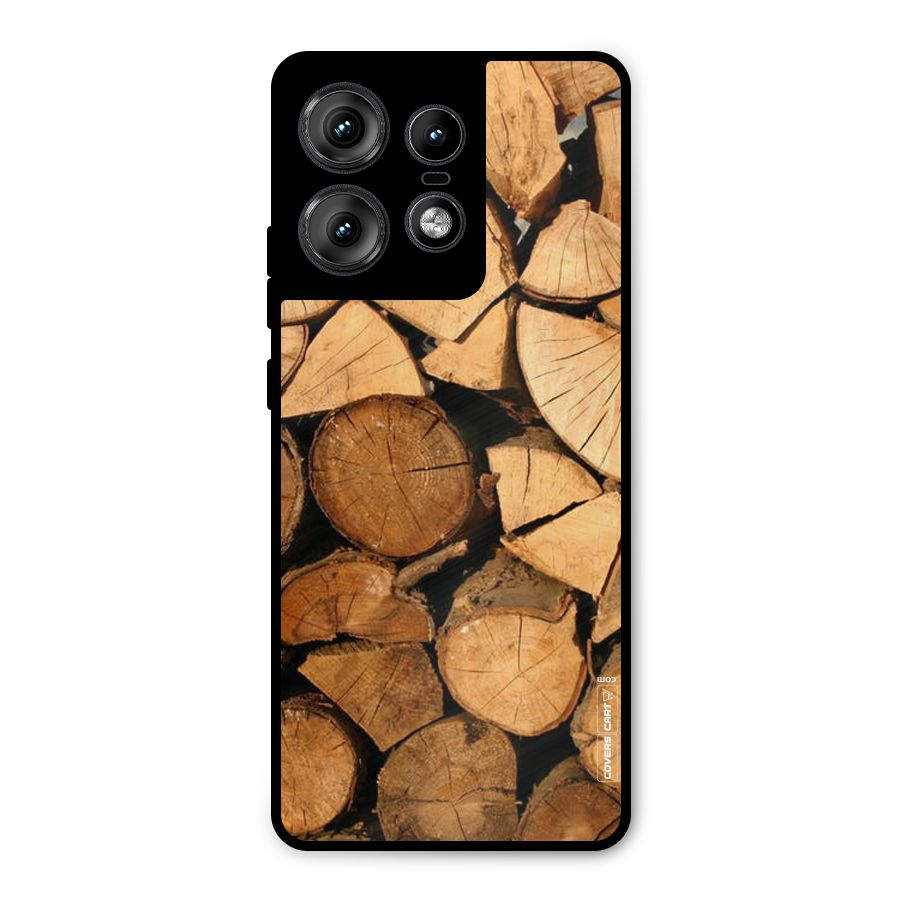 Wooden Logs Metal Back Case for Motorola Edge 50 Pro