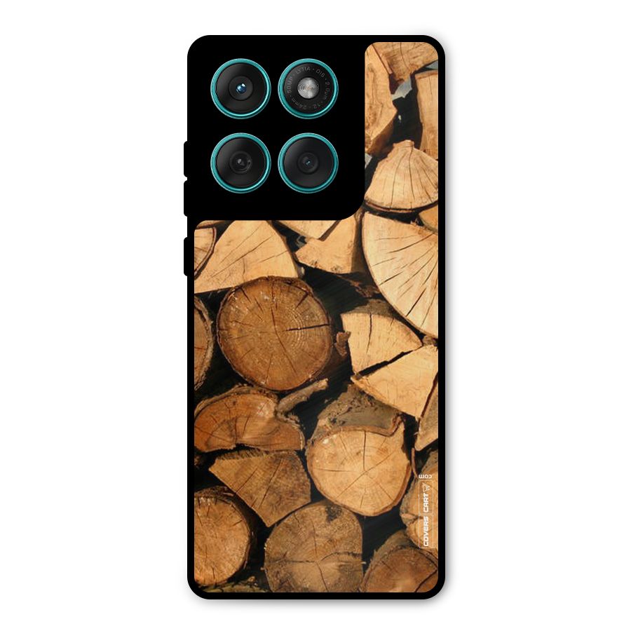 Wooden Logs Metal Back Case for Motorola Edge 60