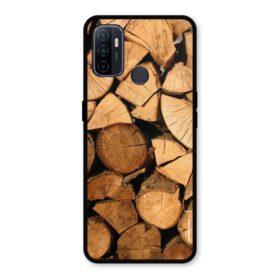 Wooden Logs Metal Back Case for Oppo A53