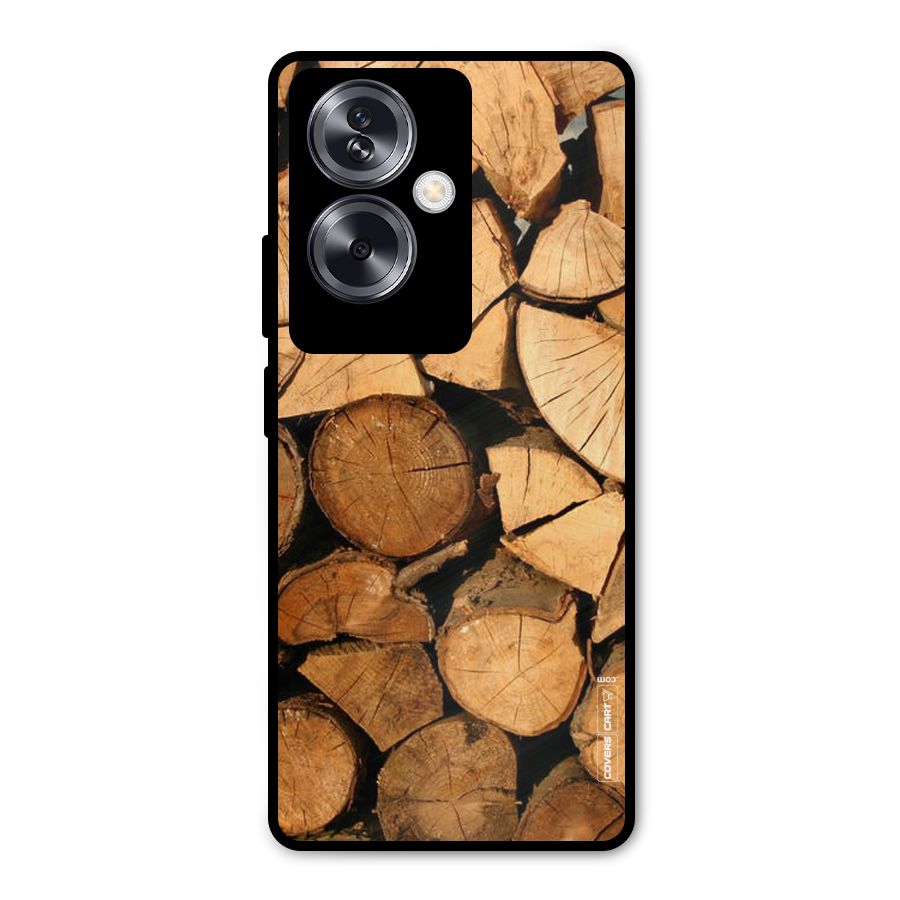 Wooden Logs Metal Back Case for Oppo A79 5G